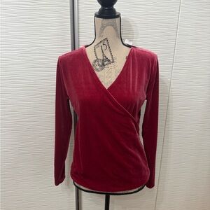 J. Crew Deep Red Velvet Wrap Blouse